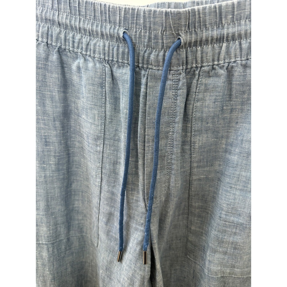 Athleta Retreat Linen Jogger Pants Chambray Blue Resort Beach Zip Pockets 4 Tall - Picture 14 of 15